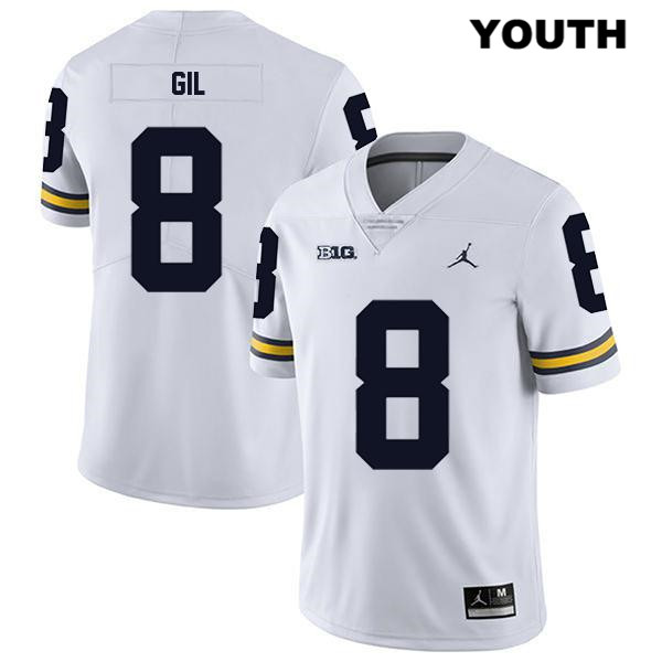 Youth NCAA Michigan Wolverines Devin Gil #8 White Jordan Brand Authentic Stitched Legend Football College Jersey MS25J22YD